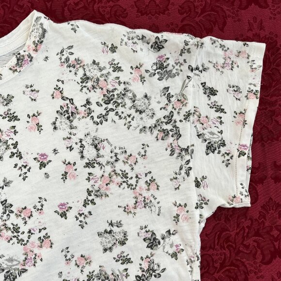Rag and Bone New York Pima Cotton Floral Short Sleeve Tee T-shirt Top - Picture 6 of 16